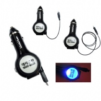 light up logo car charger/retractable car charger